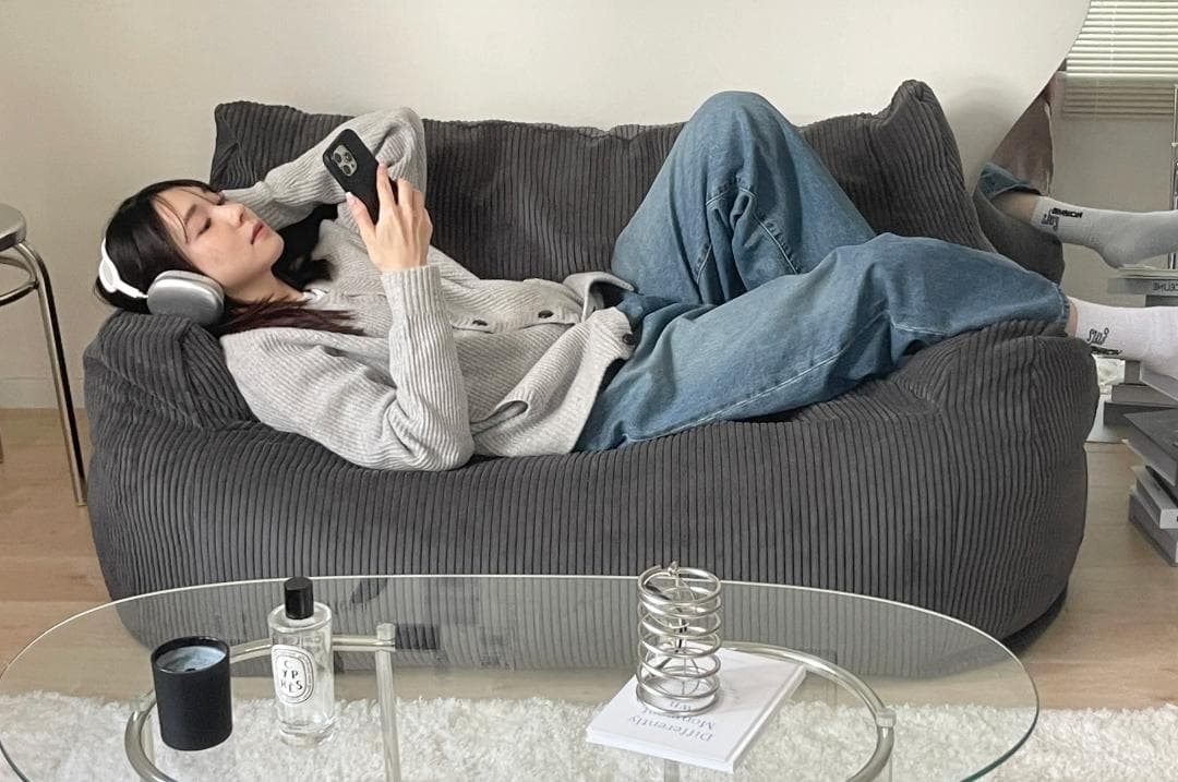 LOOSY 2人掛けビーズソファ チャコール