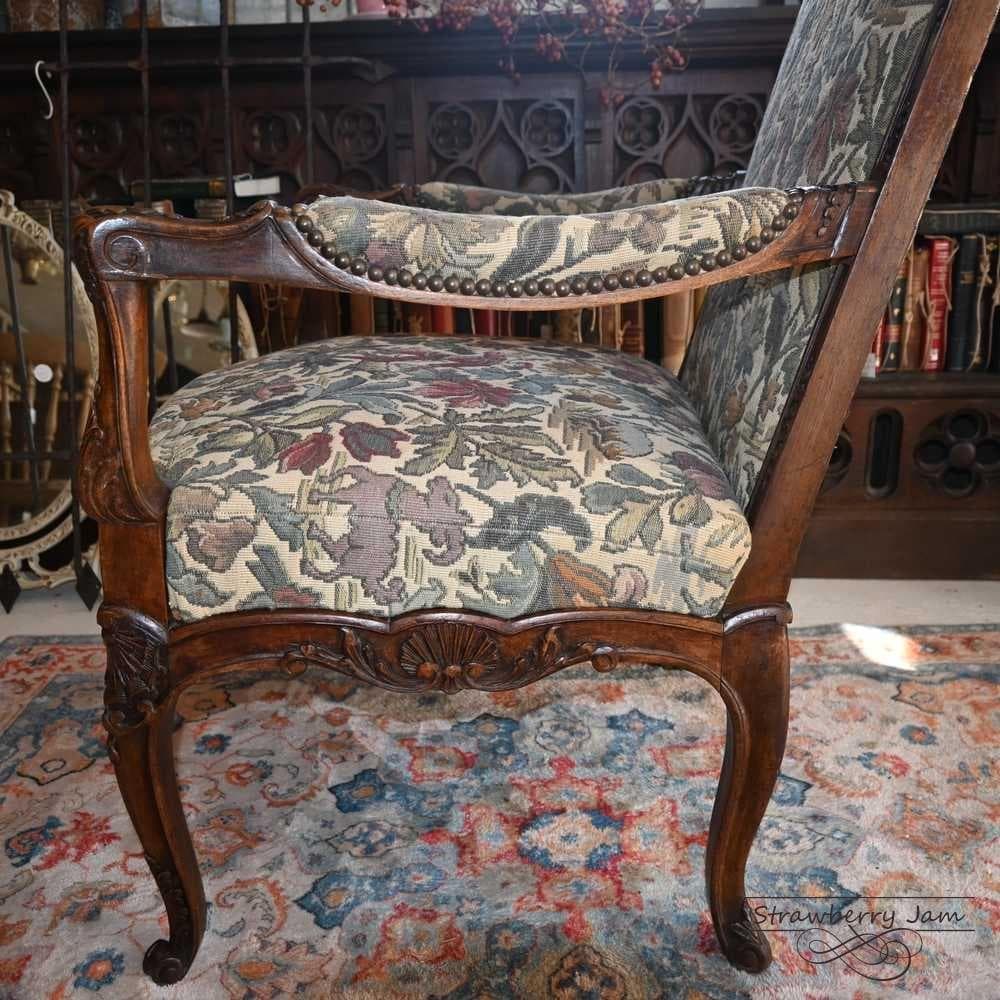 L3710-3-2 フランスアンティーク ソファ 布張りチェア 1人掛けソファ