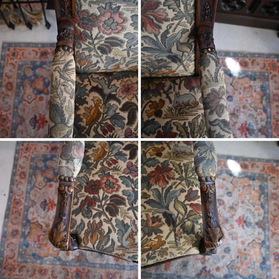 L3710-3-2 フランスアンティーク ソファ 布張りチェア 1人掛けソファ