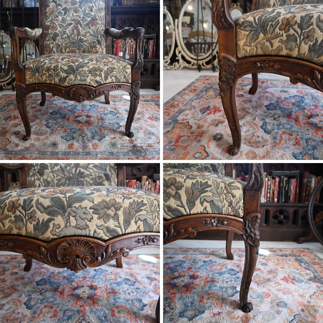 L3710-3-2 フランスアンティーク ソファ 布張りチェア 1人掛けソファ