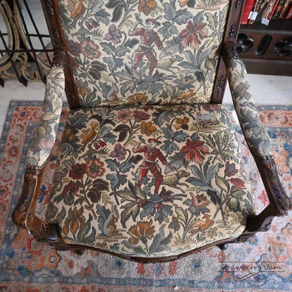 L3710-3-2 フランスアンティーク ソファ 布張りチェア 1人掛けソファ