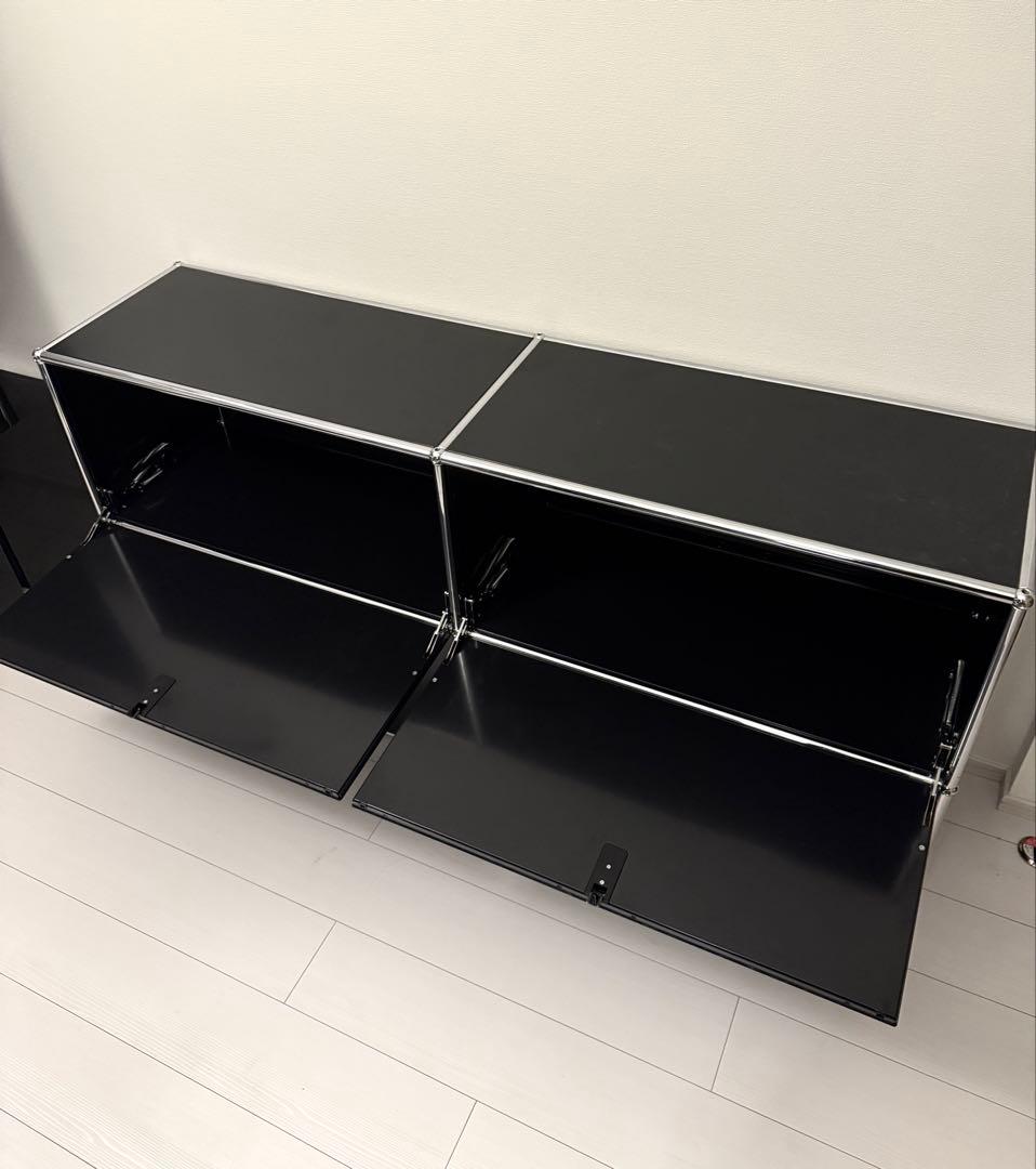 USMハラー キャビネット シェルフ 鍵付き ブラック 2列2段 リビング収納