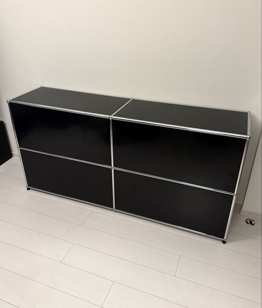 USMハラー キャビネット シェルフ 鍵付き ブラック 2列2段 リビング収納