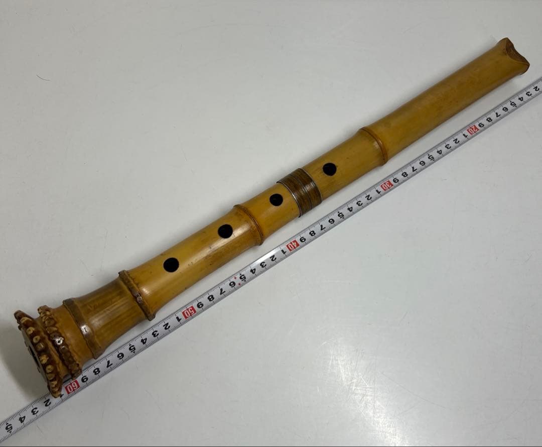 大宝在銘　銀三線尺八D 吹口カバー付　長さ約49㎝　東Y7-0908③