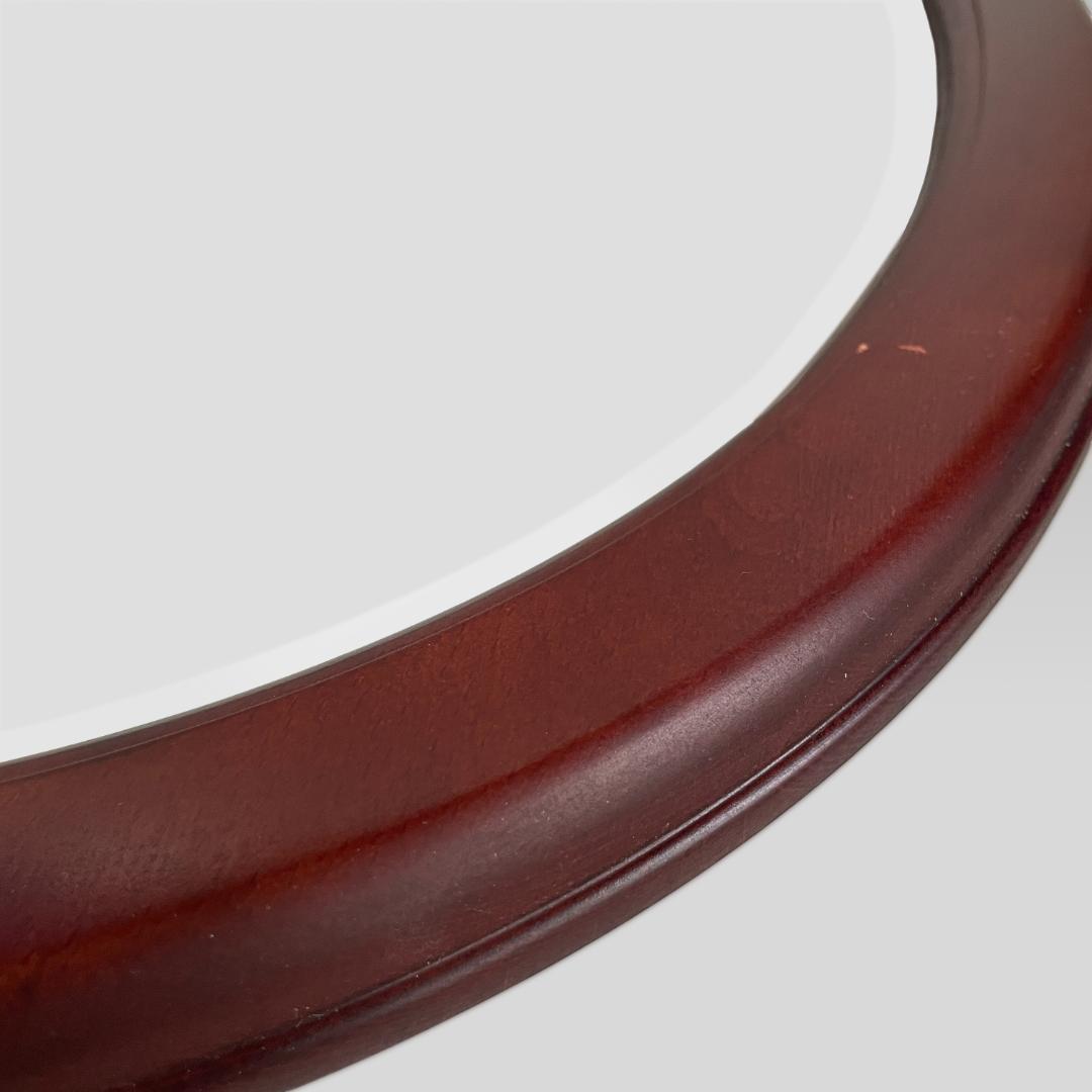 80s オールド【カリモク】木枠 オーバル型 ヴィンテージ ウォールミラー 鏡