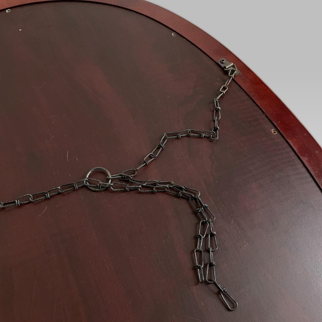 80s オールド【カリモク】木枠 オーバル型 ヴィンテージ ウォールミラー 鏡