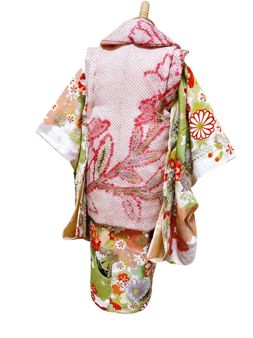 レトロ着物♡総絞り被布　七五三　3歳　女の子　フルセット　ピンク　アンティーク