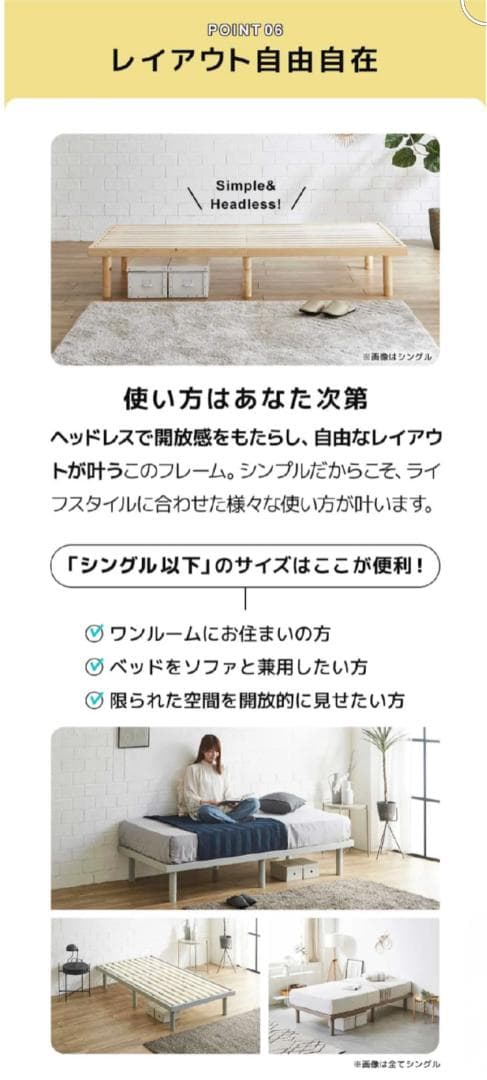 スノコベッド 木製 フレーム シングルサイズ 縦195cm 幅90cm 簀子