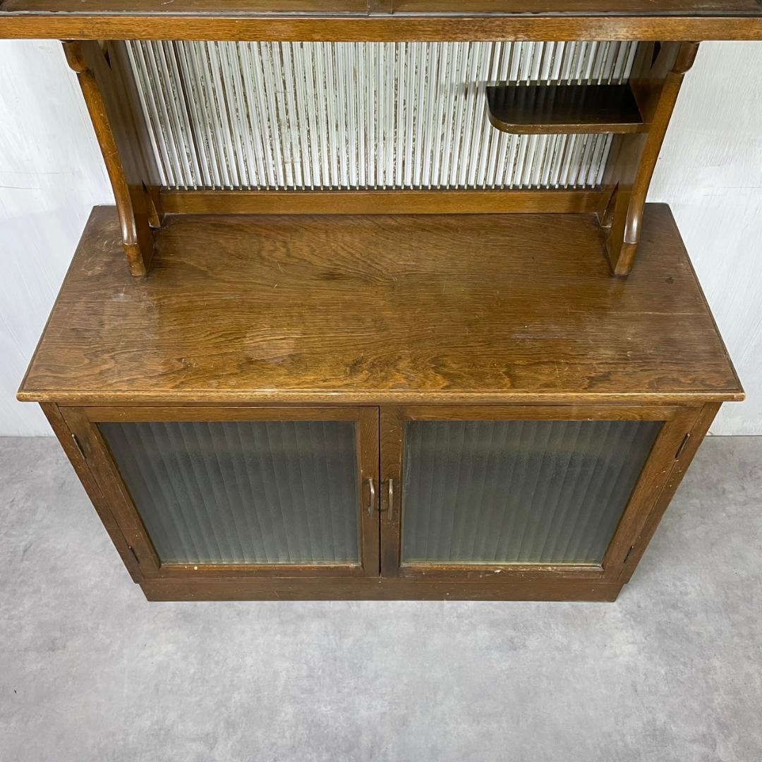 ヴィンテージ カップボード モールガラス 食器棚 収納 飾り棚 ビンテージ