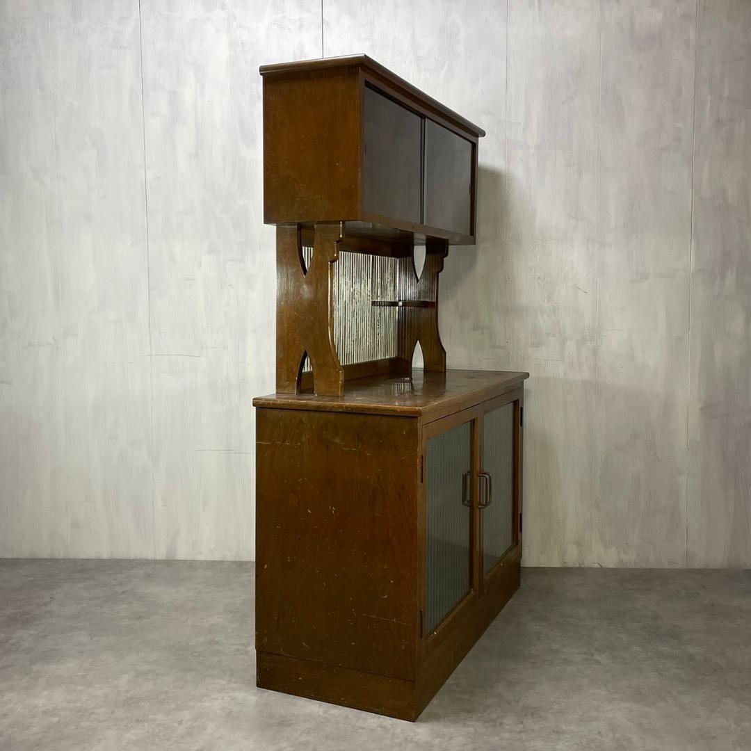 ヴィンテージ カップボード モールガラス 食器棚 収納 飾り棚 ビンテージ