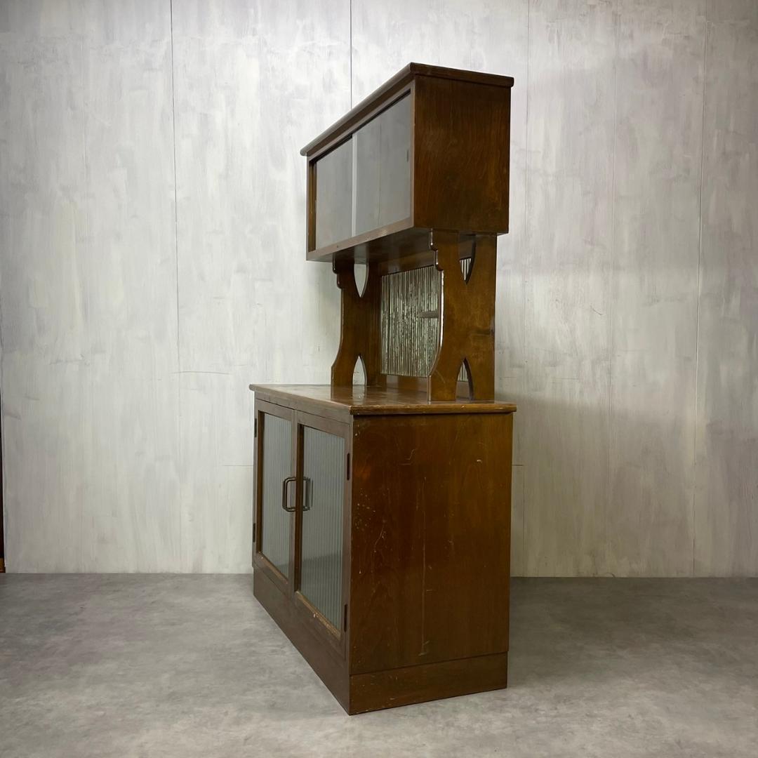 ヴィンテージ カップボード モールガラス 食器棚 収納 飾り棚 ビンテージ