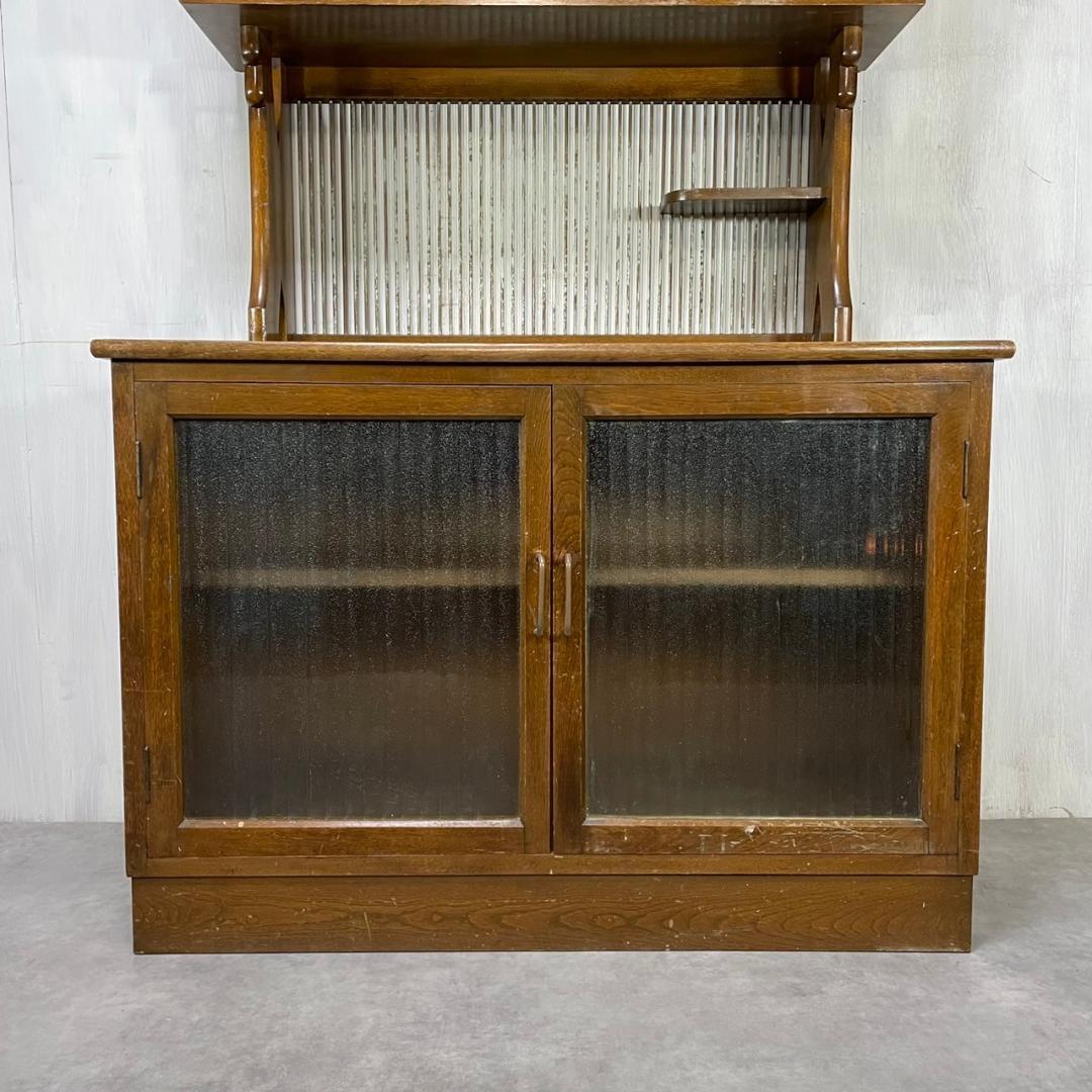 ヴィンテージ カップボード モールガラス 食器棚 収納 飾り棚 ビンテージ