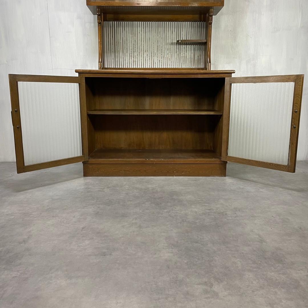 ヴィンテージ カップボード モールガラス 食器棚 収納 飾り棚 ビンテージ