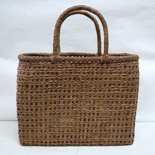 最高級 国産 山葡萄 透かし松葉編み かごバッグ 二番皮 国産柿渋染め内布