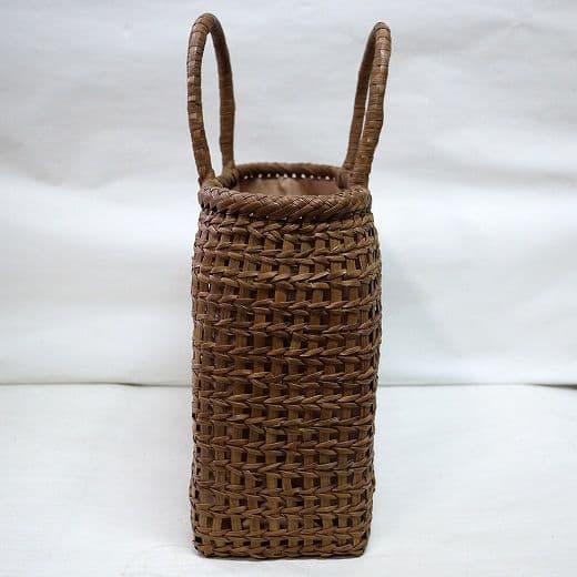 最高級 国産 山葡萄 透かし松葉編み かごバッグ 二番皮 国産柿渋染め内布
