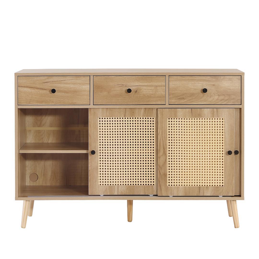 超人気！SP！引き出し付き 大容量キャビネット サイドボード　NATURAL