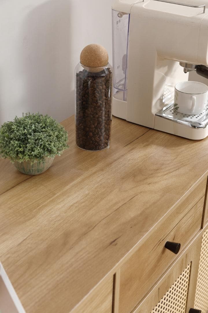 超人気！SP！引き出し付き 大容量キャビネット サイドボード　NATURAL