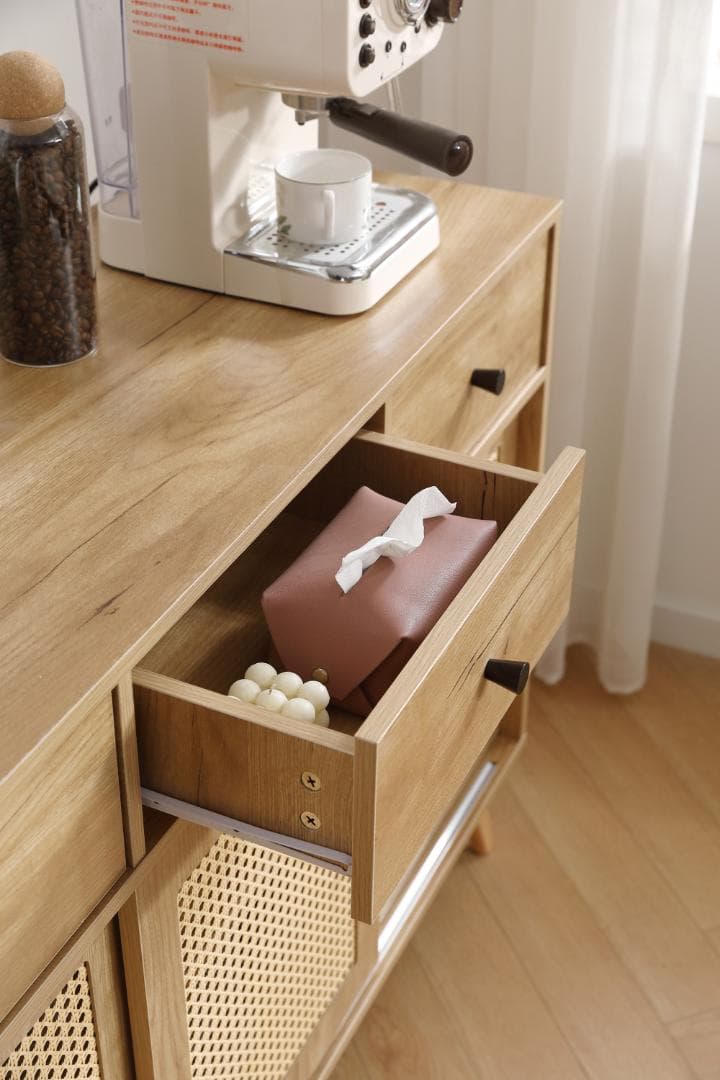 超人気！SP！引き出し付き 大容量キャビネット サイドボード　NATURAL