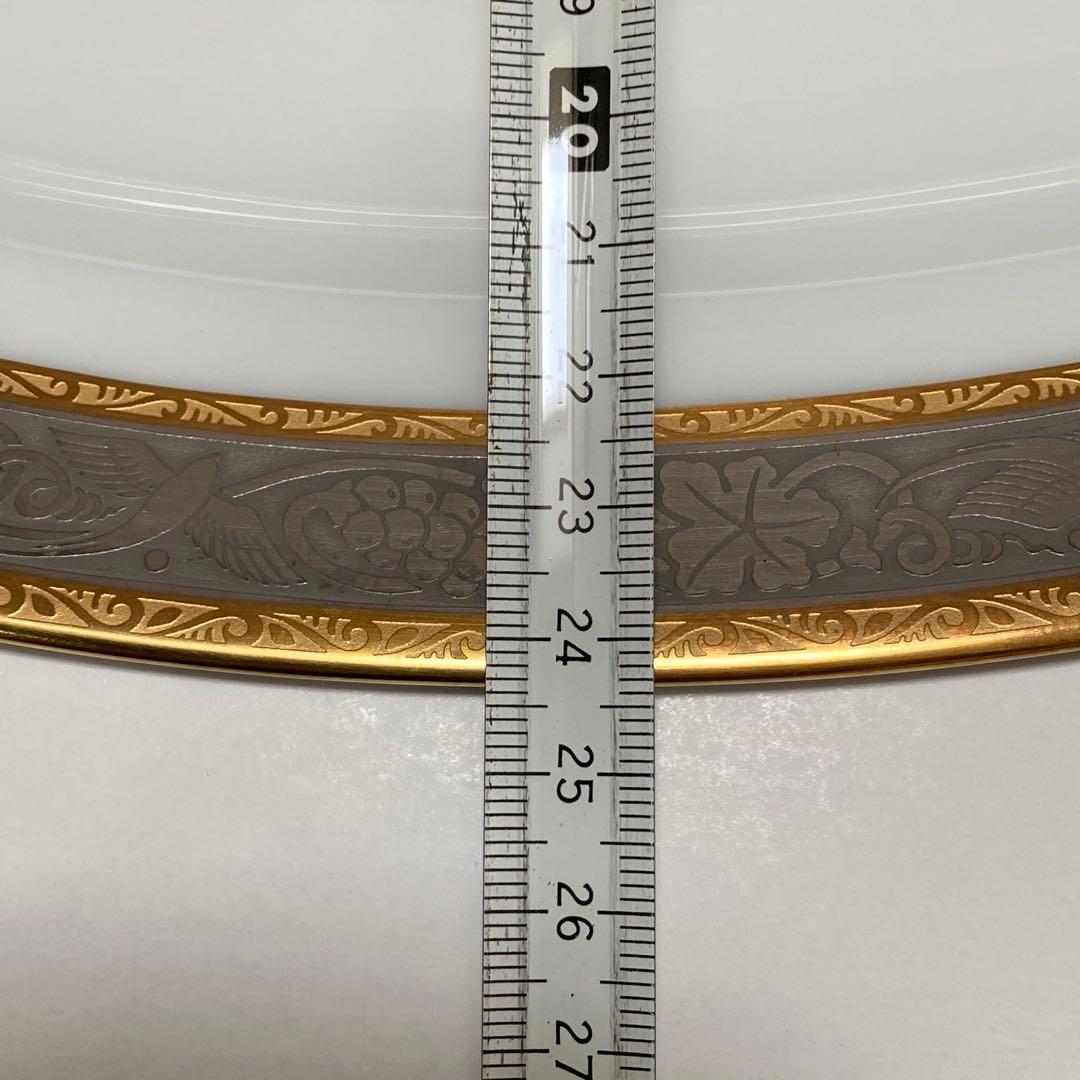 【新品未使用】大倉陶園 金白金蝕ぶどう唐草 楕円大皿 オードブル皿