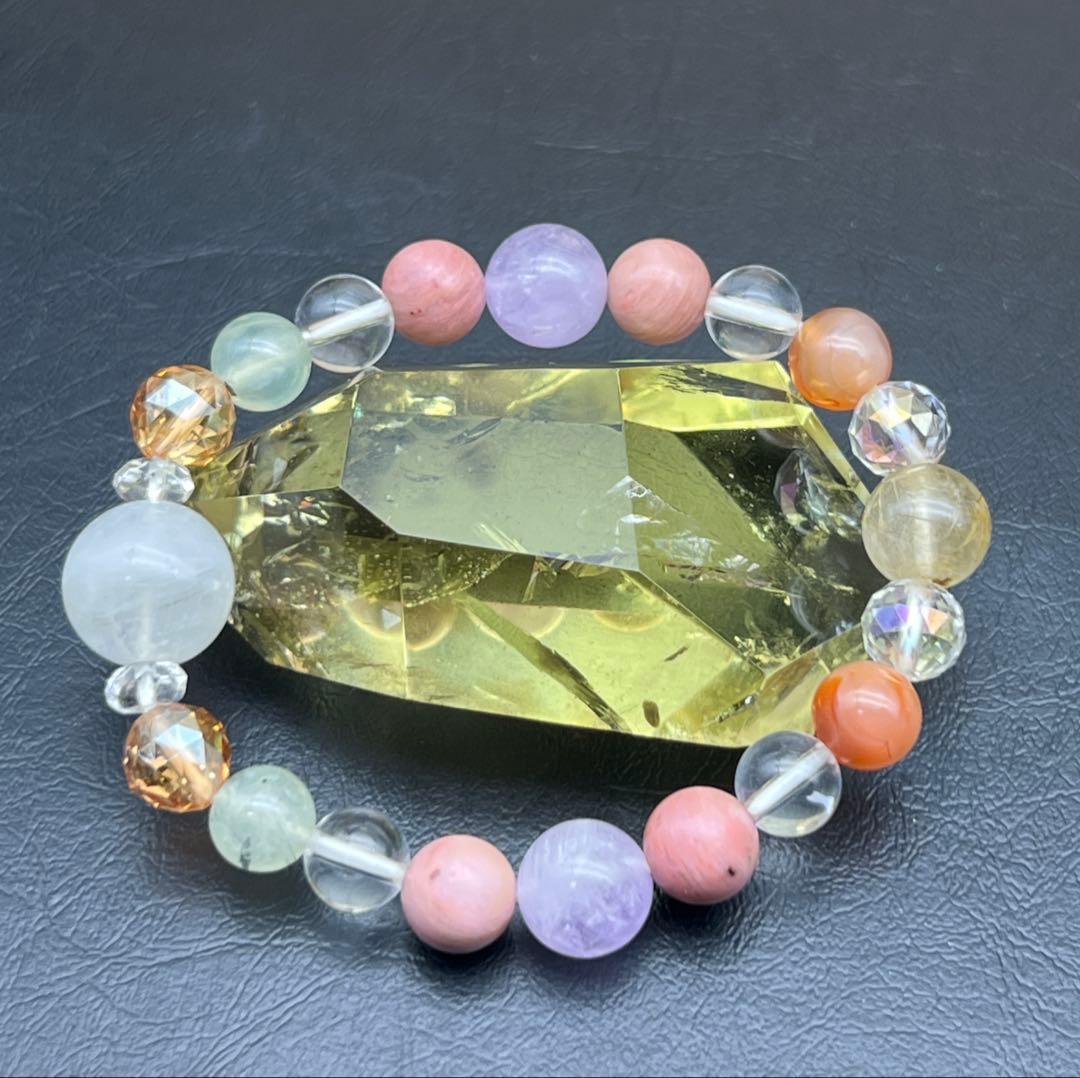 天然レインボーシトリン　黄水晶　美品　タンブル　ポイント　高品質　置物　　金運