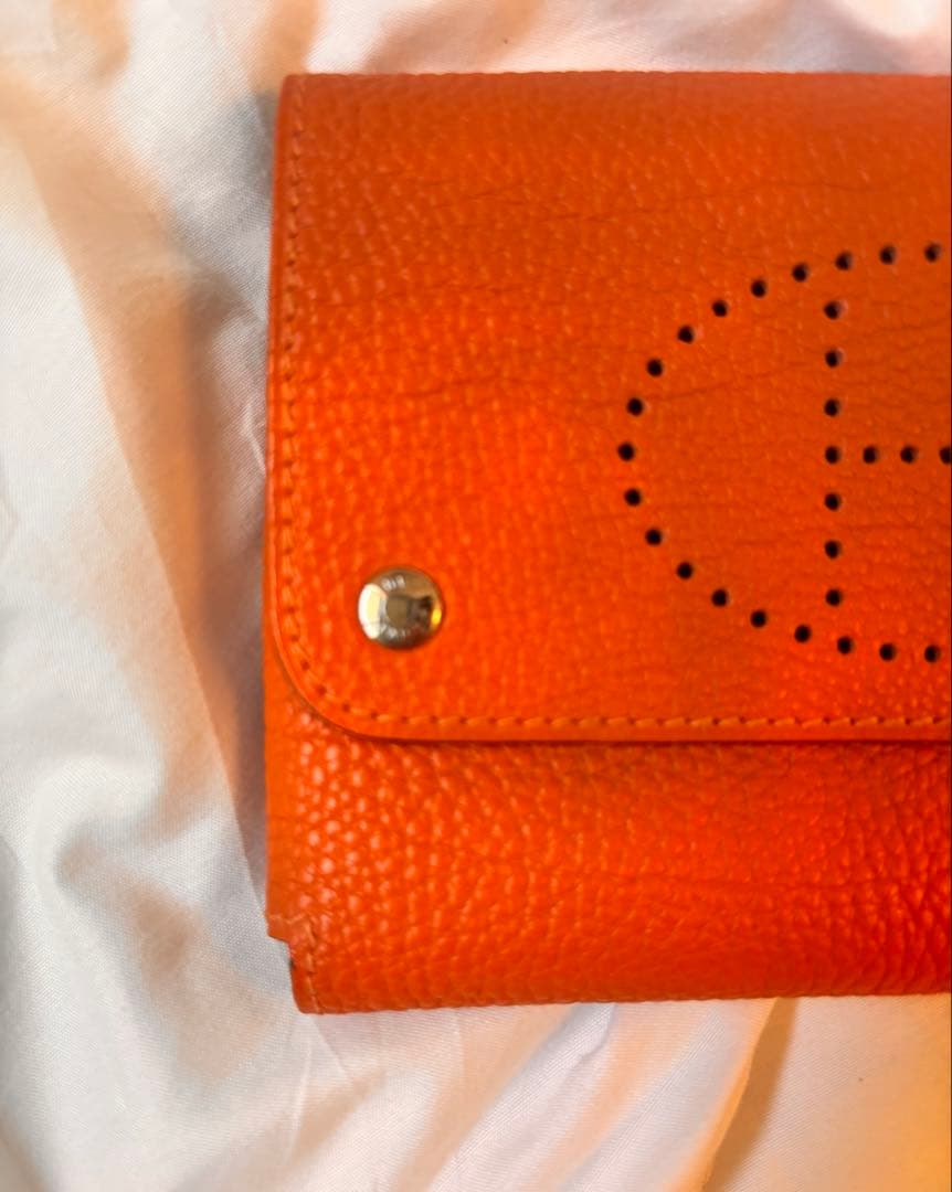 エルメス トランプケースオレンジ ユニセックストリヨンレザーカードケース