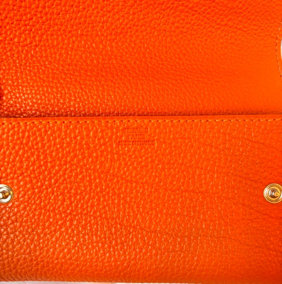 エルメス トランプケースオレンジ ユニセックストリヨンレザーカードケース