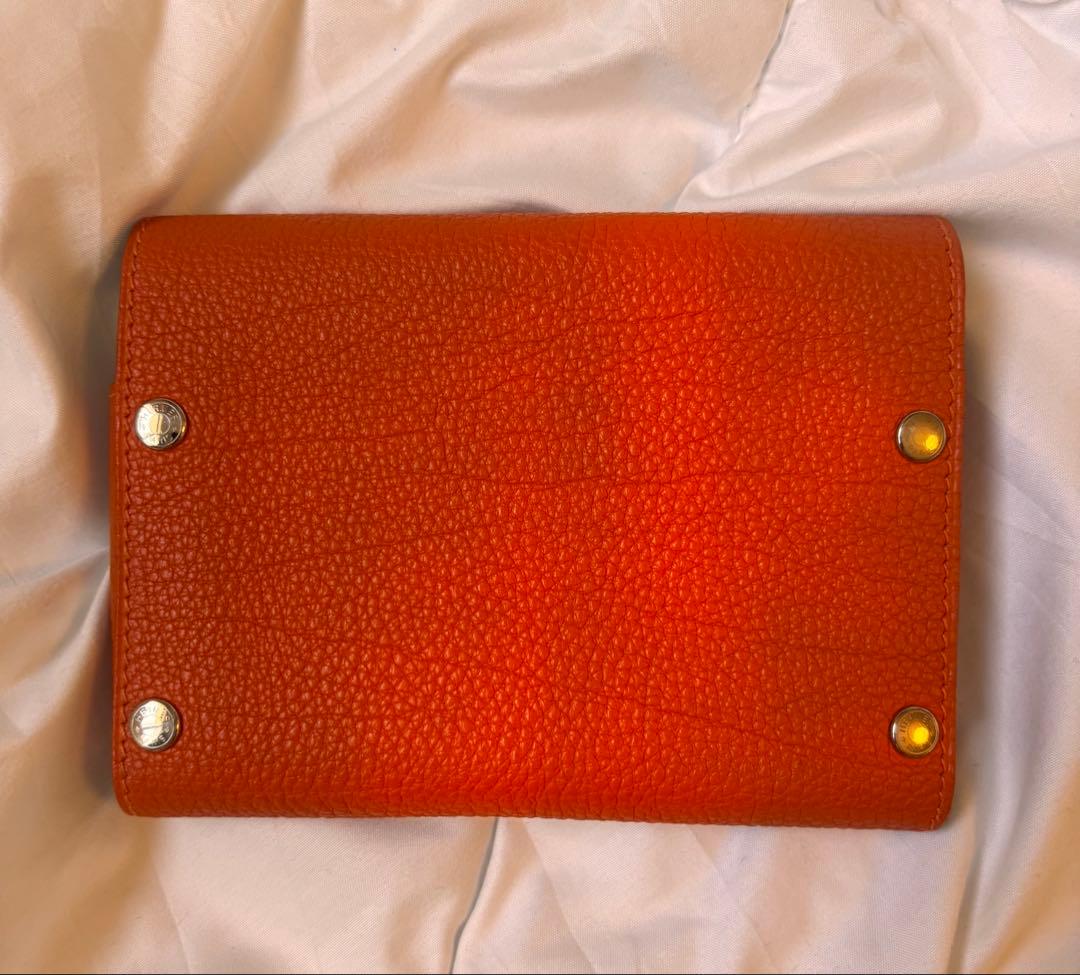 エルメス トランプケースオレンジ ユニセックストリヨンレザーカードケース