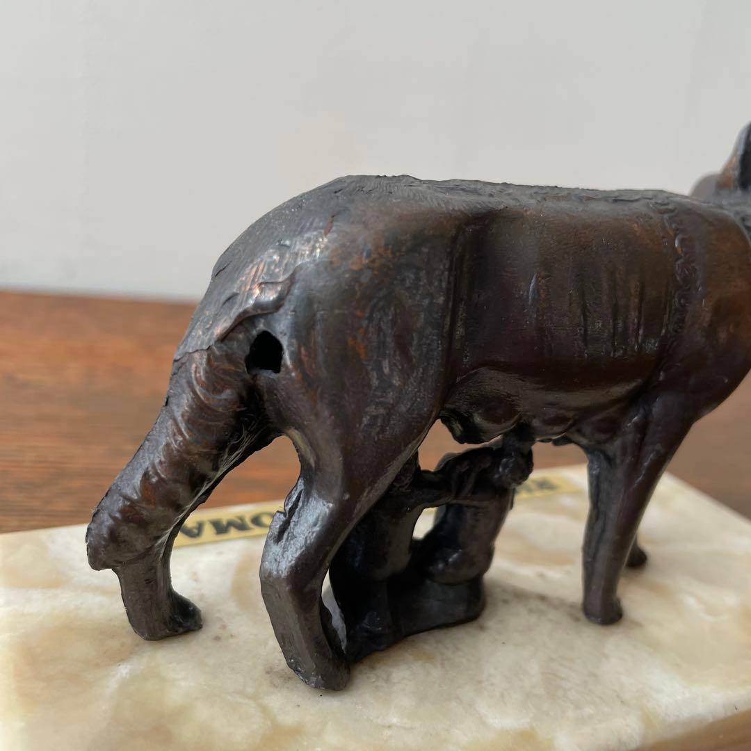 確認用 ローマの伝説 カピトリーノの雌狼 ブロンズ置物 大理石 海外