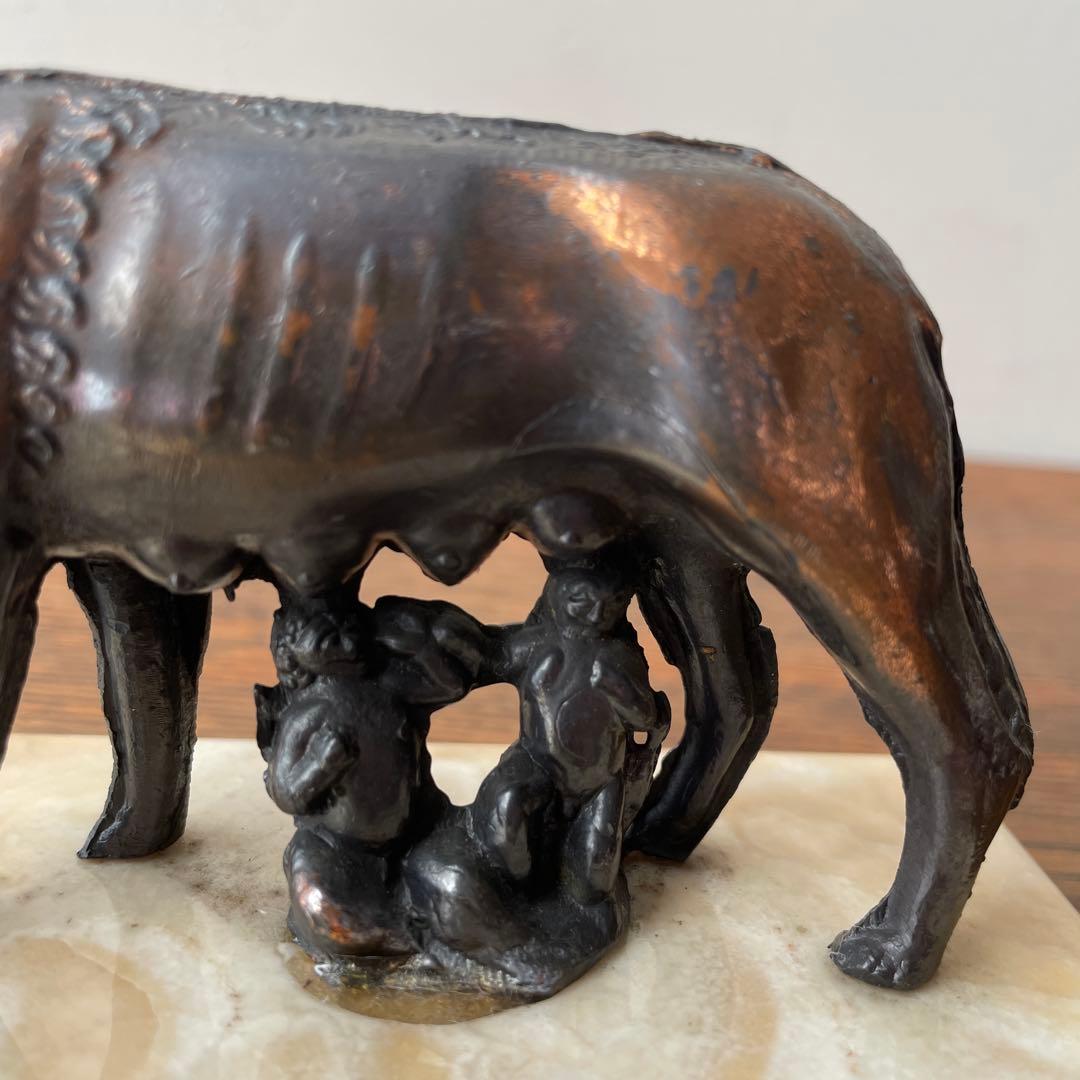 確認用 ローマの伝説 カピトリーノの雌狼 ブロンズ置物 大理石 海外