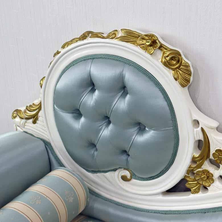 イタリア カウチソファ ティファニーブルー 猫脚 ロココ調 二人がけ