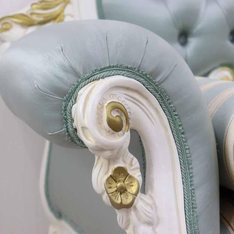 イタリア カウチソファ ティファニーブルー 猫脚 ロココ調 二人がけ