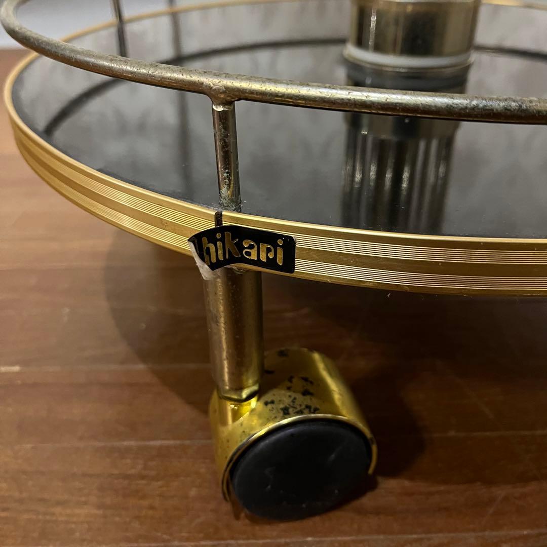 【アンティーク】光製作所 アイアンフレーム キャスター付 サイドワゴン 古道具