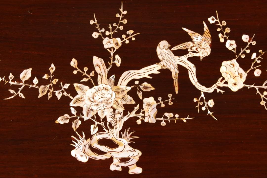 紫檀製　螺鈿細工　テーブル　文机　文台　花台　香炉台　幅88㎝　BE640