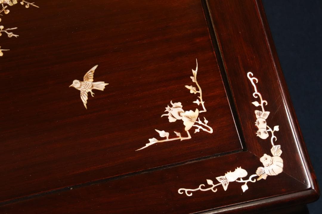 紫檀製　螺鈿細工　テーブル　文机　文台　花台　香炉台　幅88㎝　BE640