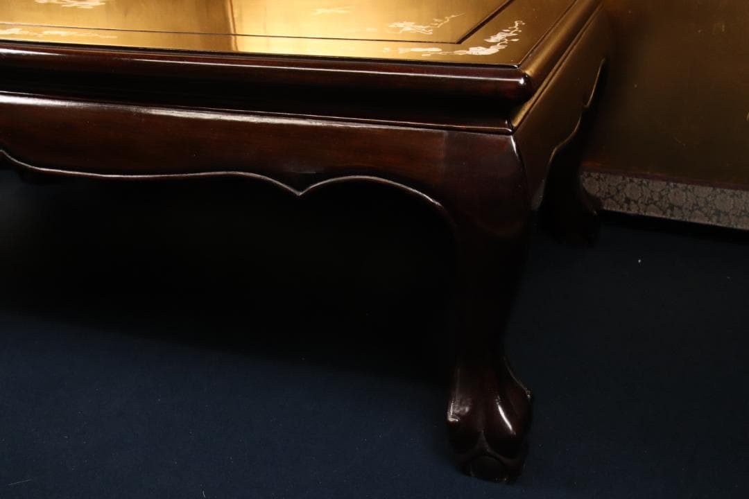 紫檀製　螺鈿細工　テーブル　文机　文台　花台　香炉台　幅88㎝　BE640