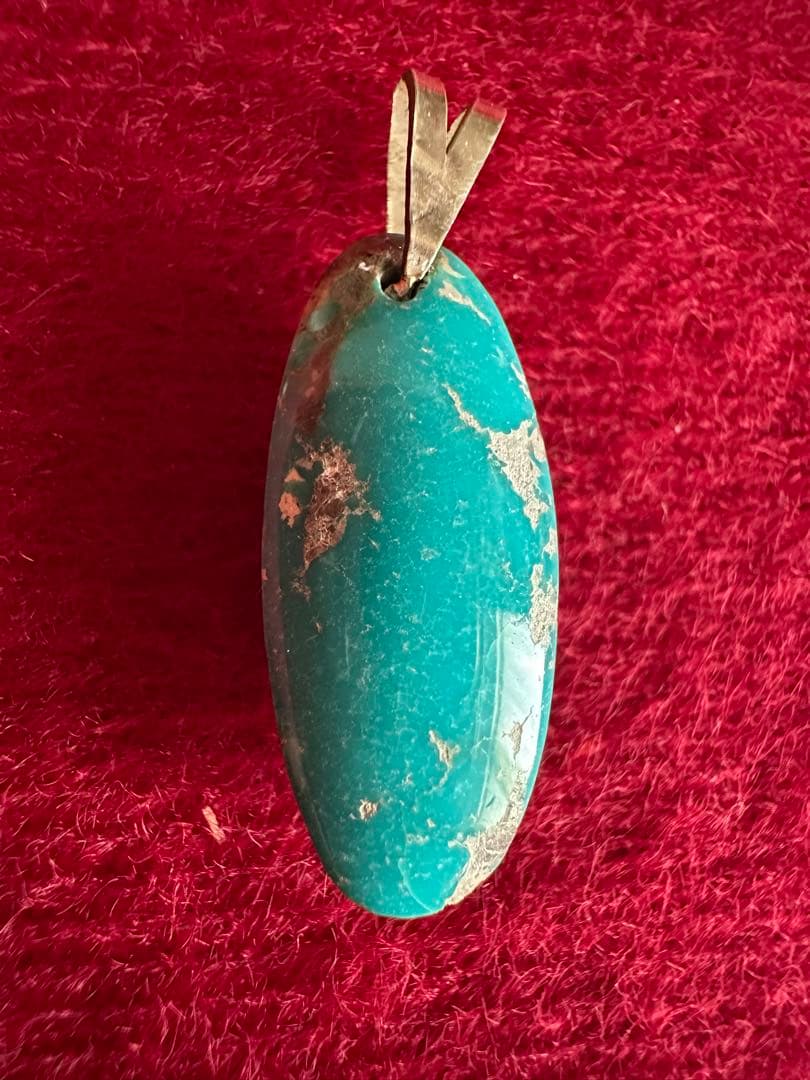 ターコイズ・グレーオーバルペンダント- 2cm ネックレス