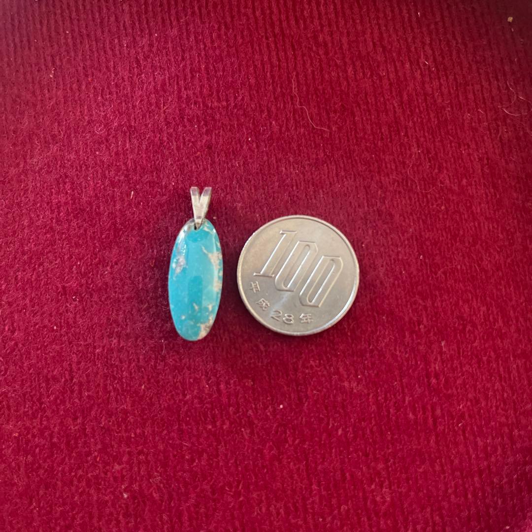 ターコイズ・グレーオーバルペンダント- 2cm ネックレス