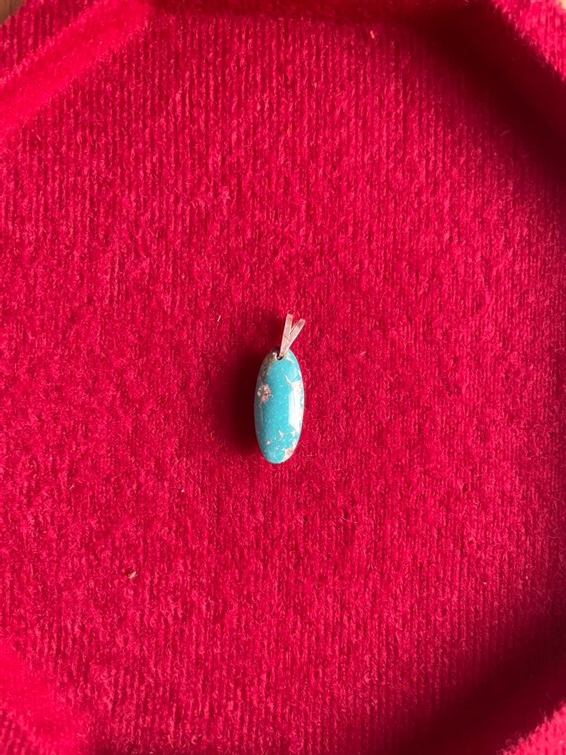 ターコイズ・グレーオーバルペンダント- 2cm ネックレス