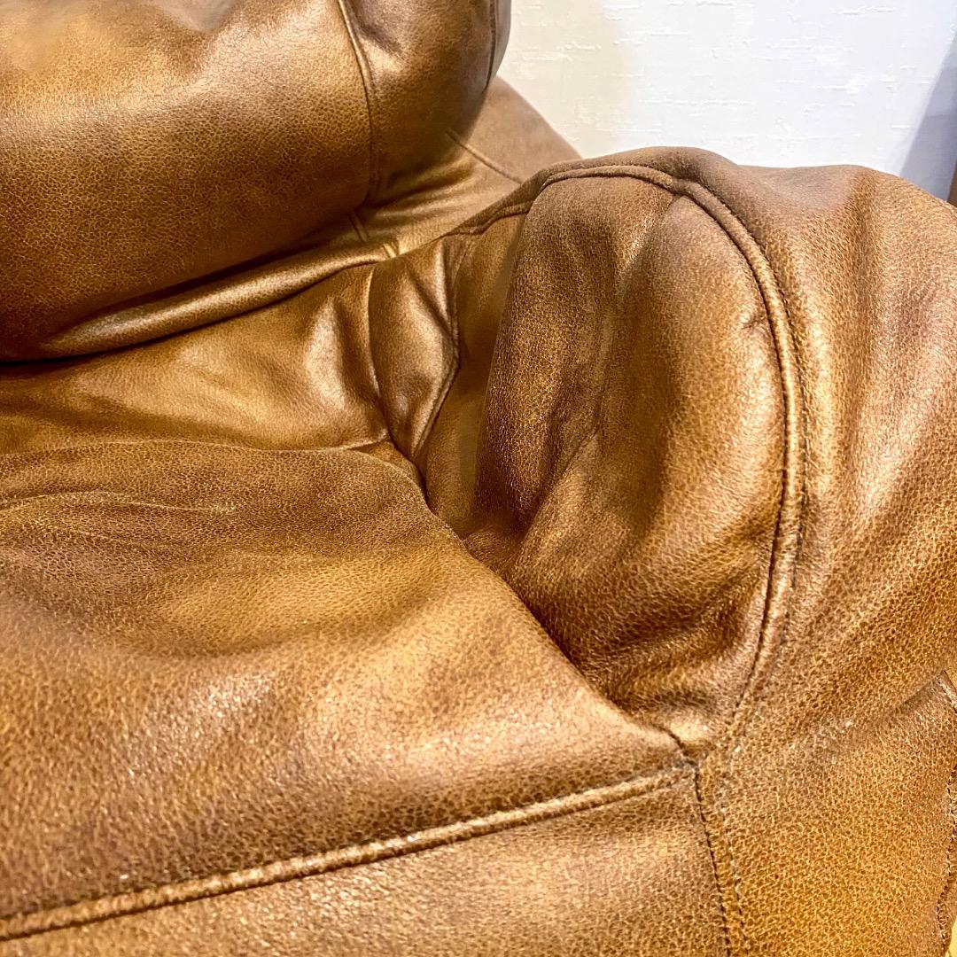 ビーズクッション　1人掛け　レザー　合皮　ブラウン