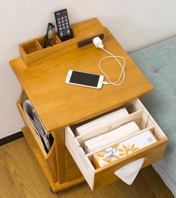 ナイトワゴン　整理収納　ラック　高さ59cm　小物収納　キャスター　コンセント付