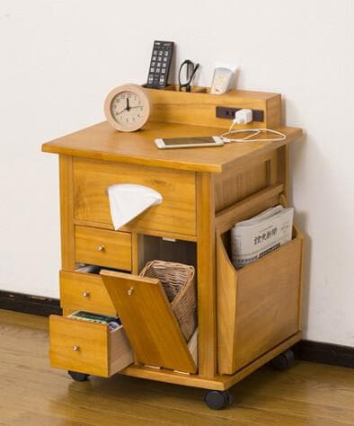 ナイトワゴン　整理収納　ラック　高さ59cm　小物収納　キャスター　コンセント付