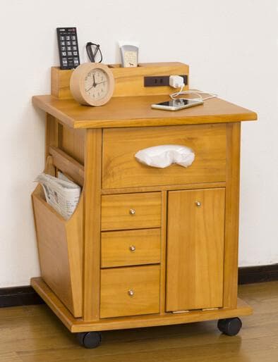 ナイトワゴン　整理収納　ラック　高さ59cm　小物収納　キャスター　コンセント付