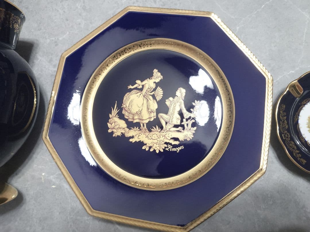 LIMOGES CASTEL フランス製 22金 花瓶 飾り皿 灰皿 三点 - メルカリ