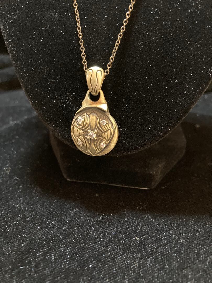 ㉔ラウンドクロスペンダント チェーン付き 真鍮