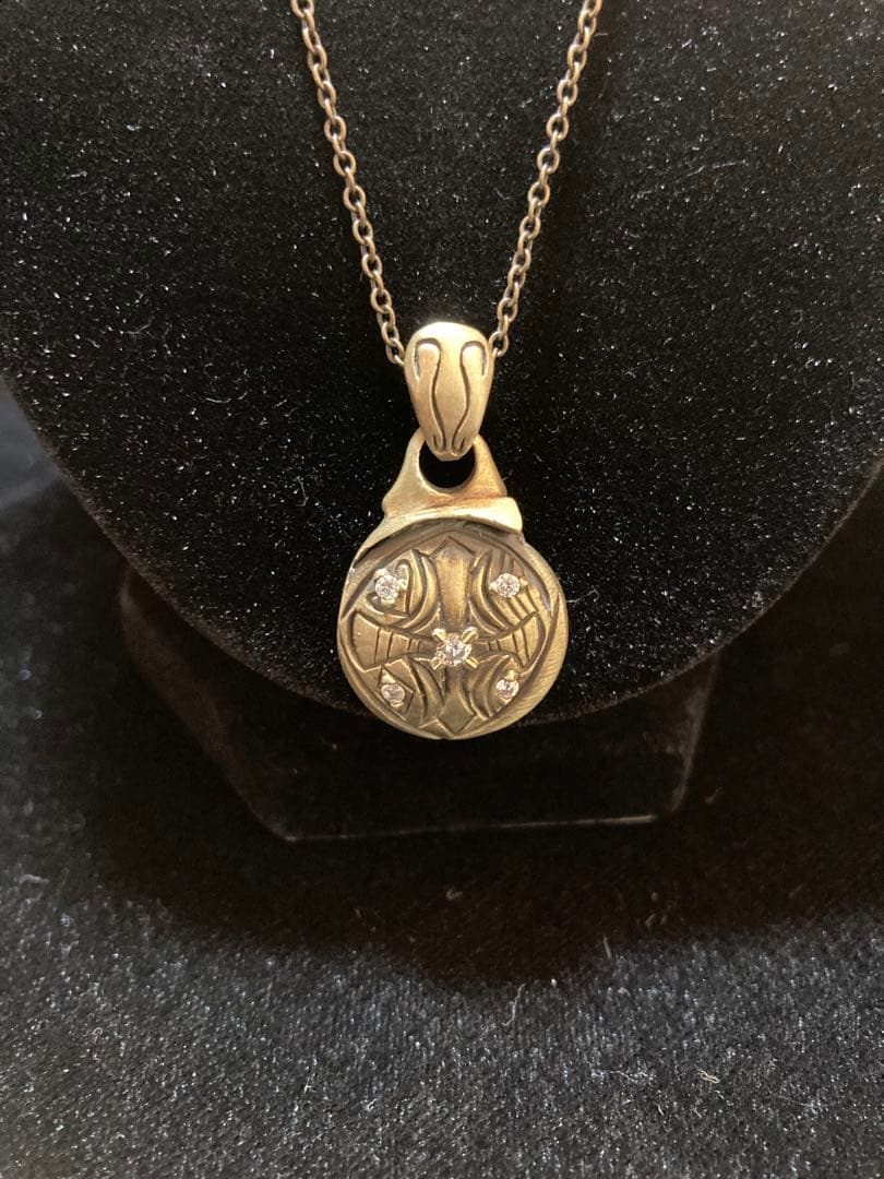 ㉔ラウンドクロスペンダント チェーン付き 真鍮