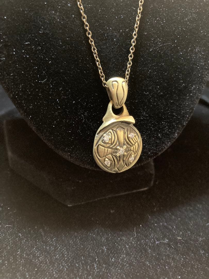 ㉔ラウンドクロスペンダント チェーン付き 真鍮