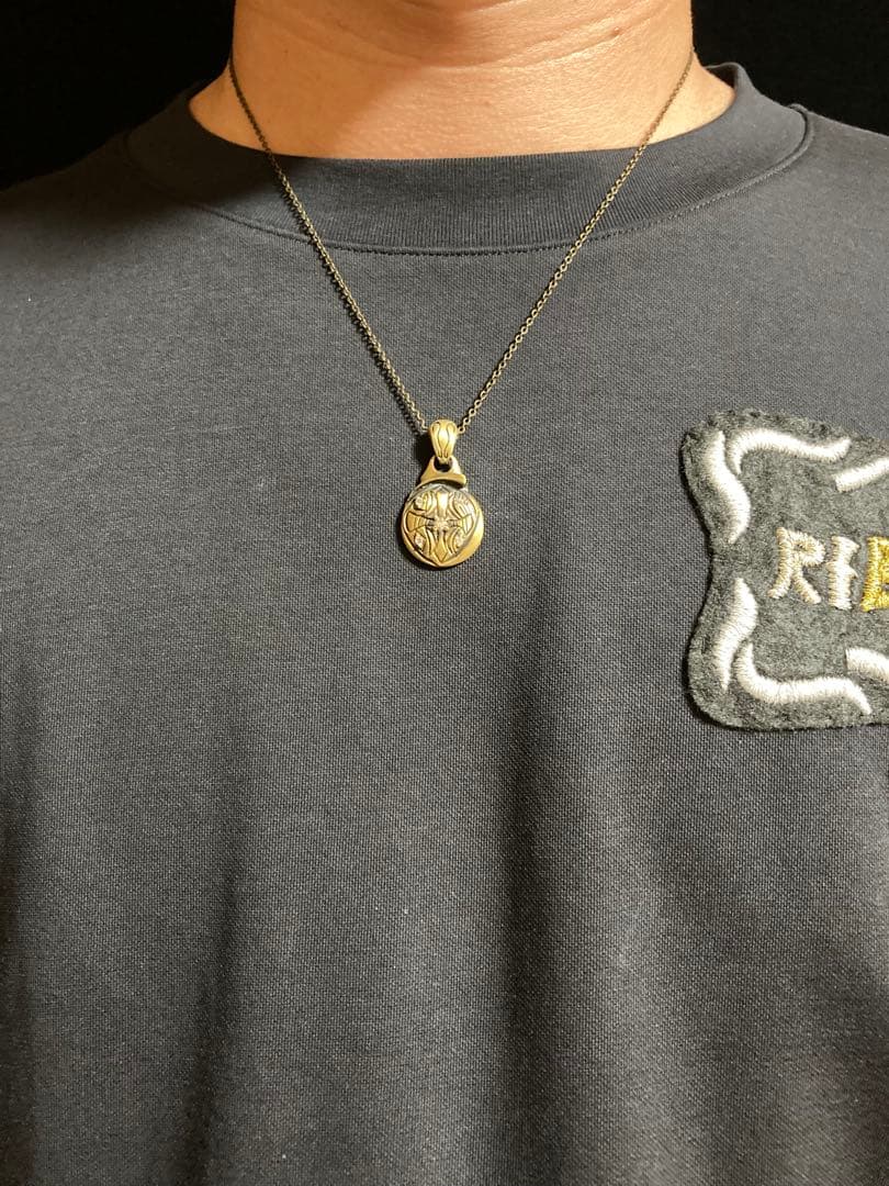 ㉔ラウンドクロスペンダント チェーン付き 真鍮