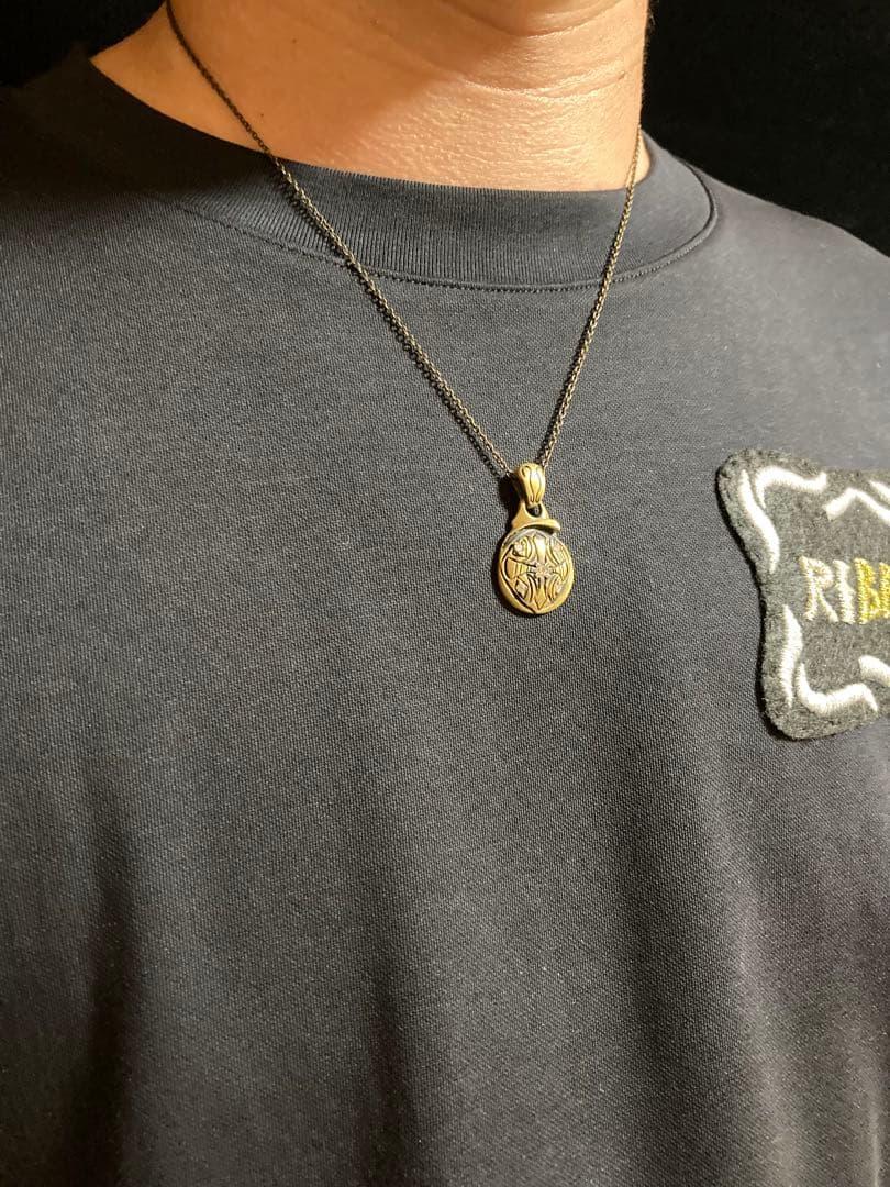 ㉔ラウンドクロスペンダント チェーン付き 真鍮