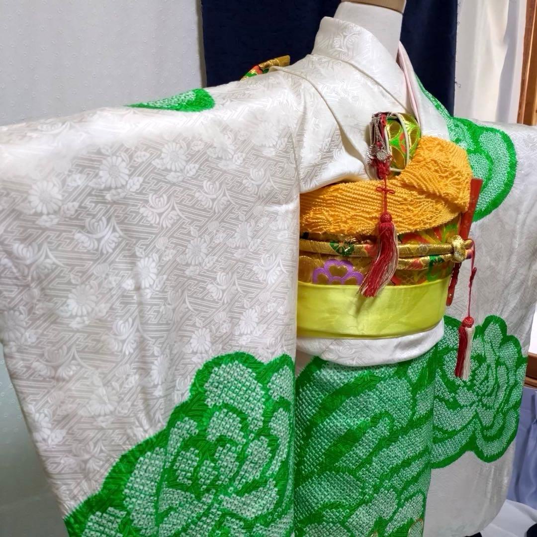 七五三　7歳　正絹絞り着物　袋帯　小物セット　 比翼仕立て着物　18ー1