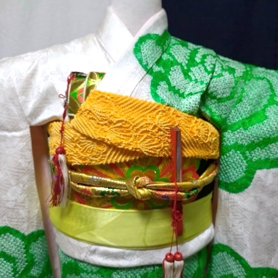 七五三　7歳　正絹絞り着物　袋帯　小物セット　 比翼仕立て着物　18ー1